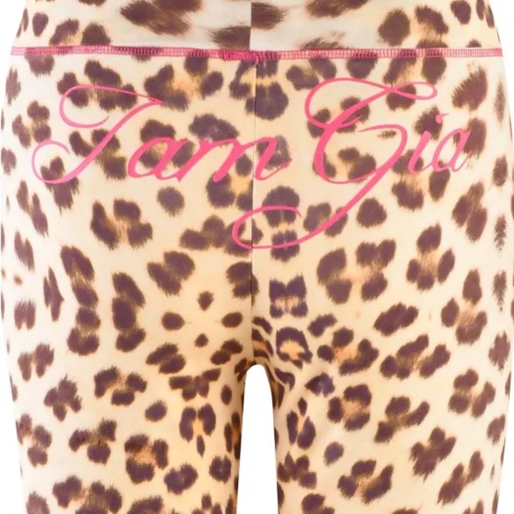 I.AM.GIA Leopard Print Leggings with Pink Logo